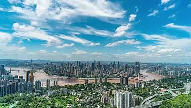 4k重庆夏季城市全景蓝天白云延时视频的预览图